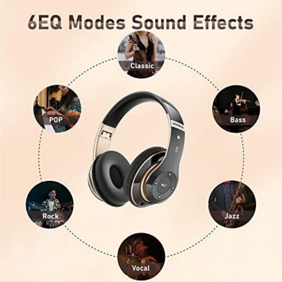Bluetooth Headphones Over Ear, 6S Wireless Headphones Wired with 6 EQ Modes - Picture 6 of 7